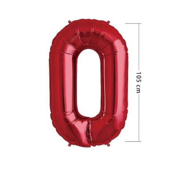 Globo Foil de Número 0 de 105 Centímetros de color Rojo