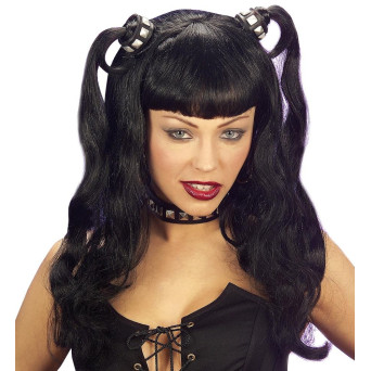 Peluca Negra de Dominatrix para Adulto