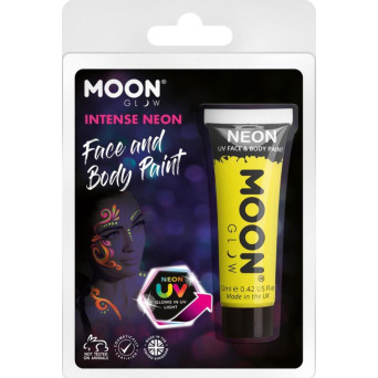 Maquillaje Moon Glow Intense Neón UV de color Amarillo de 12 Mililitros para Cuerpo y Cara