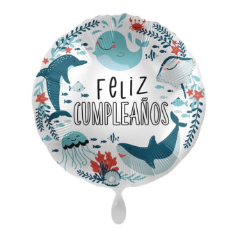 Globo Foil de Feliz Cumpleaños Océano de 43 Centímetros