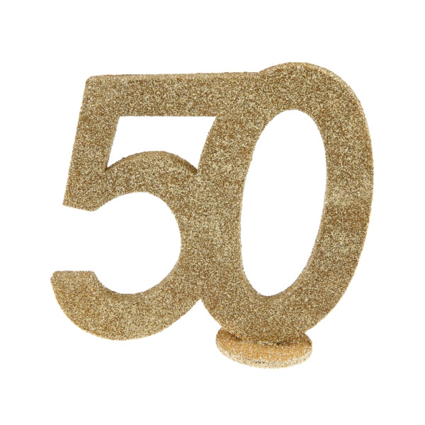 Centro de Mesa Número 50 de 11 x 10 Centímetros de color Oro