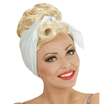 Peluca Rubia de Pin Up Rockabilly con Foulard para Adulto