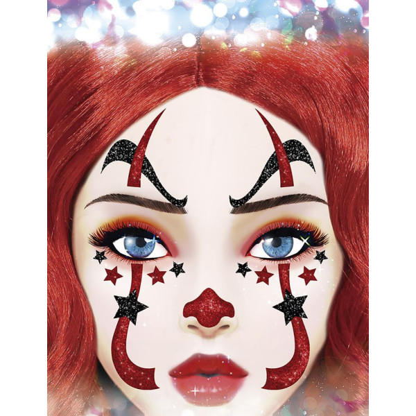Tatuaje de Payaso Glitter para la Cara