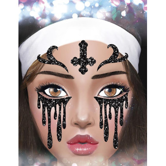 Tatuaje de Monja Glitter para la Cara