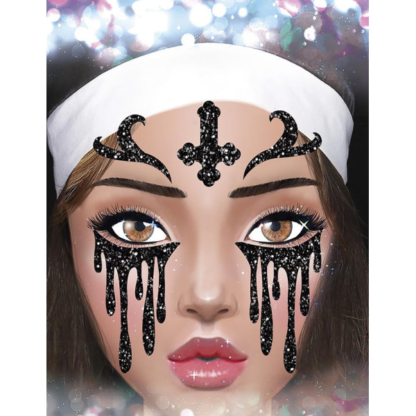 Tatuaje de Monja Glitter para la Cara