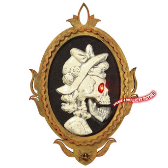 Cuadro de Calavera Mujer Gentil Animada con Luz y Sonido de 32 x 48 Centímetros