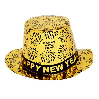Sombrero de Happy New Year de color Oro para Adulto
