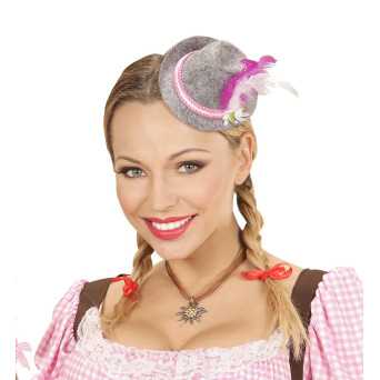 Mini Sombrero de Bávara de Oktoberfest con Flor y Plumas para Adulto
