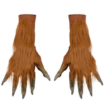 Guantes de Lobo con Pelo de color Marrón para Adulto