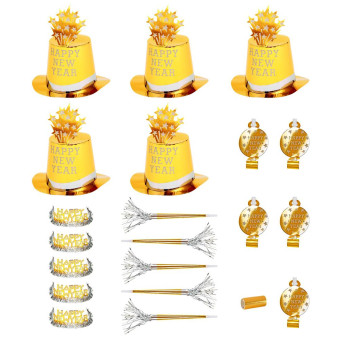 Set de Fiesta Happy New Year de color Oro