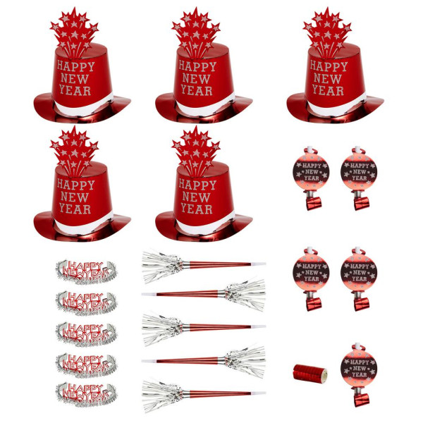 Set de Fiesta Happy New Year de color Rojo