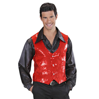 Chaleco de color Rojo con Lentejuelas para Adulto