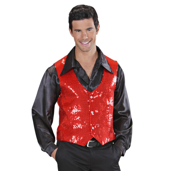 Chaleco de color Rojo con Lentejuelas para Adulto