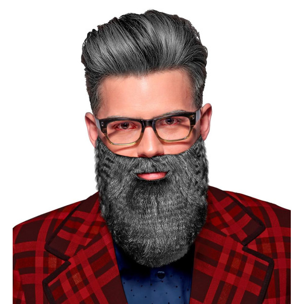 Barba Gris con Bigote para Adulto