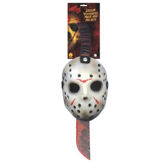 Set de Máscara y Machete de Jason de Viernes 13 para Adulto