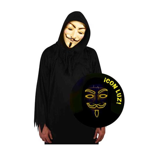 Máscara de Anonymous con Luz para Adulto