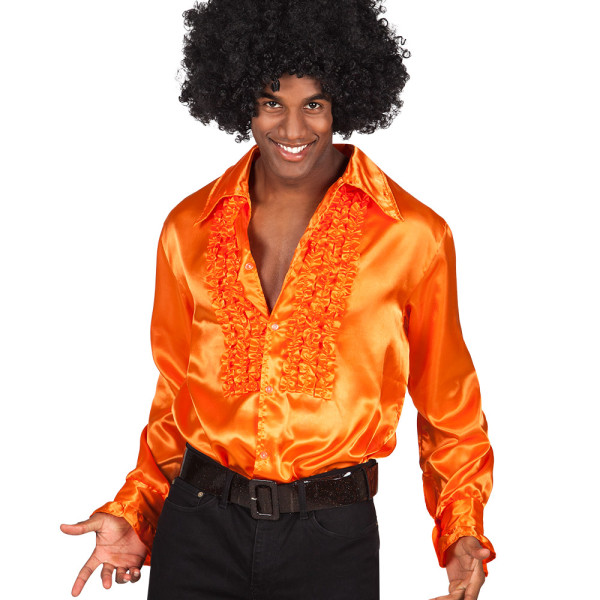 Camisa de color Naranja con Fruncidos para Adulto