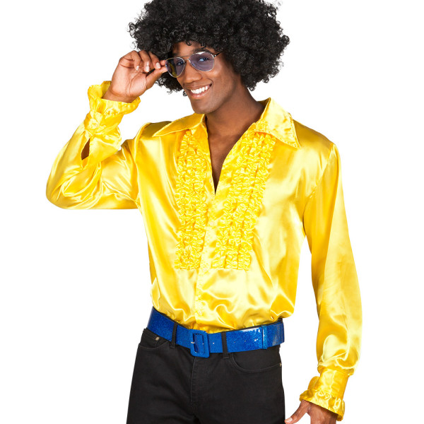 Camisa de color Amarillo con Fruncidos para Adulto