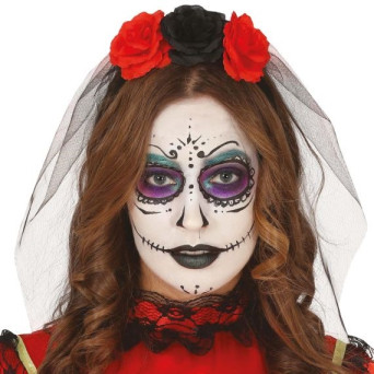 Diadema de Flores con Velo