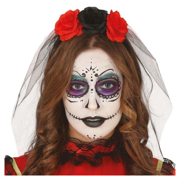 Diadema de Flores con Velo
