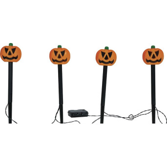 Farol de Calabaza 4 Unidades de 33 Centímetros con Luz para Jardín