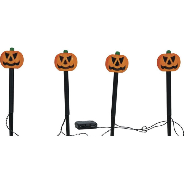 Farol de Calabaza 4 Unidades de 33 Centímetros con Luz para Jardín