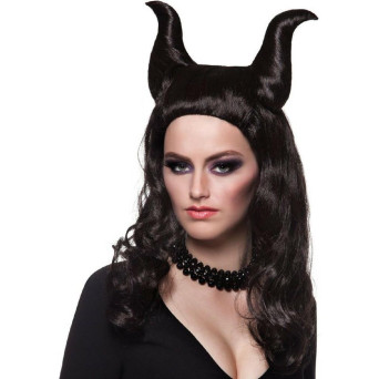 Peluca Negra de Malefica Demoniaca para Adulto
