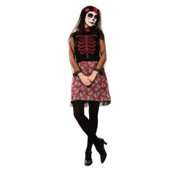 Disfraz de Catrina de color Rojo para Adulto