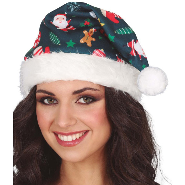 Gorro de Papá Noel de color Verde para Adulto