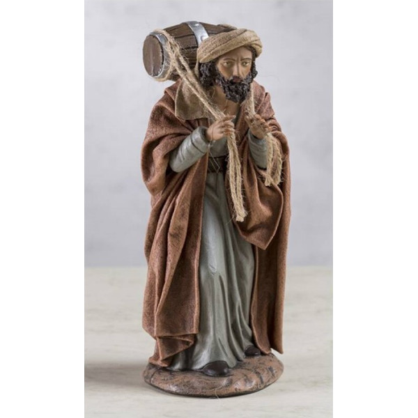 Figura de Pastor de 12 Centímetros con Barril en la Espalda