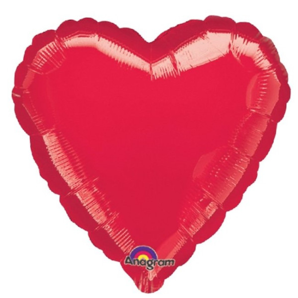 Globo Foil de Corazón de 45 Centímetros de color Rojo