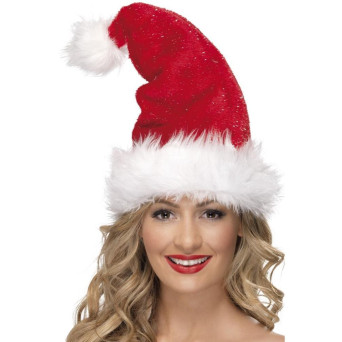 Gorro de Papá Noel Deluxe de color Rojo para Adulto