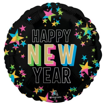 Globo Foil de Happy New Year Neón de 43 Centímetros