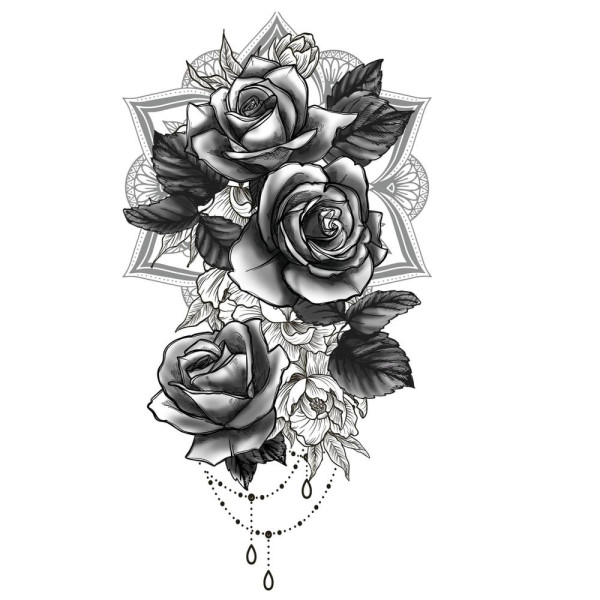 Tatuaje de Rosa de 14 x 30 Centímetros