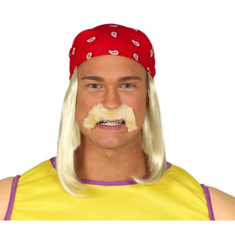 Peluca Rubia de Luchador con Pañuelo y Bigote