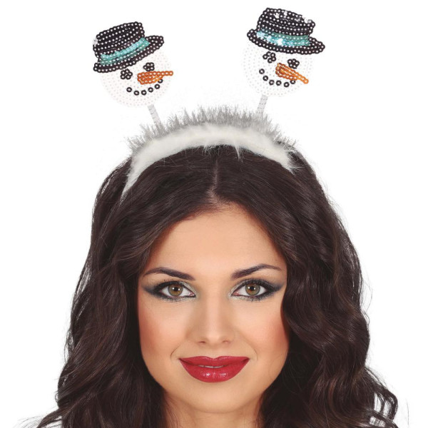 Diadema de Muñeco de Nieve con Lentejuelas