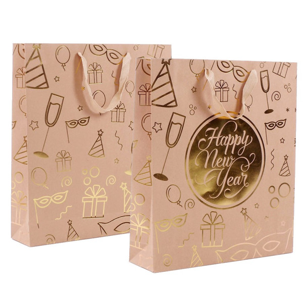 Bolsa de Papel Kraft Ecológica Oro de 36 x 42 x 9,5 Centímetros con Asa