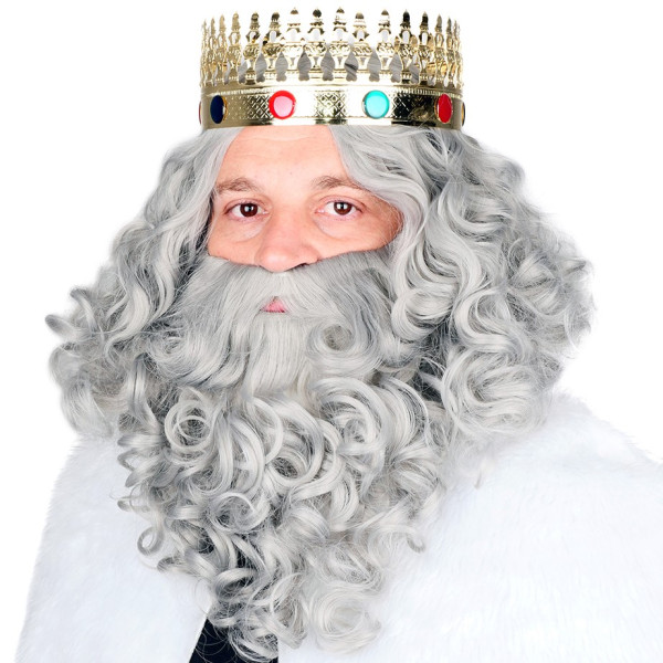 Peluca Gris de Rey Mago con Barba para Adulto
