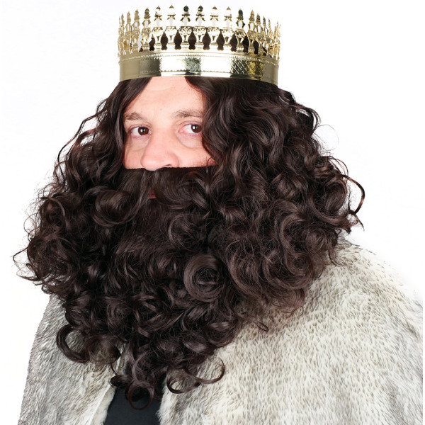 Peluca Castaña de Rey Mago con Barba para Adulto
