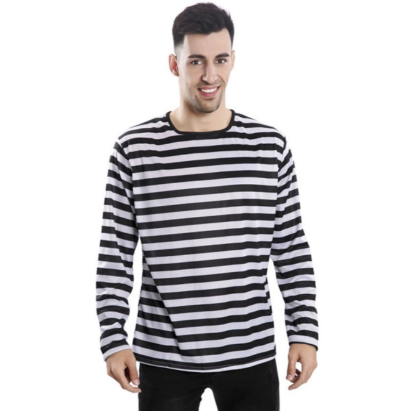 Camiseta de Rayas de color Blanco y Negro para Adulto