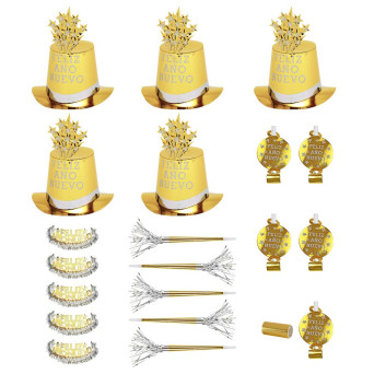 Set de Fiesta Feliz Año Nuevo de color Oro