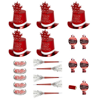 Set de Fiesta Feliz Año Nuevo de color Rojo