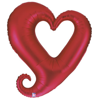 Globo Foil de Corazón Figura Abierta de 94 Centímetros de color Rojo