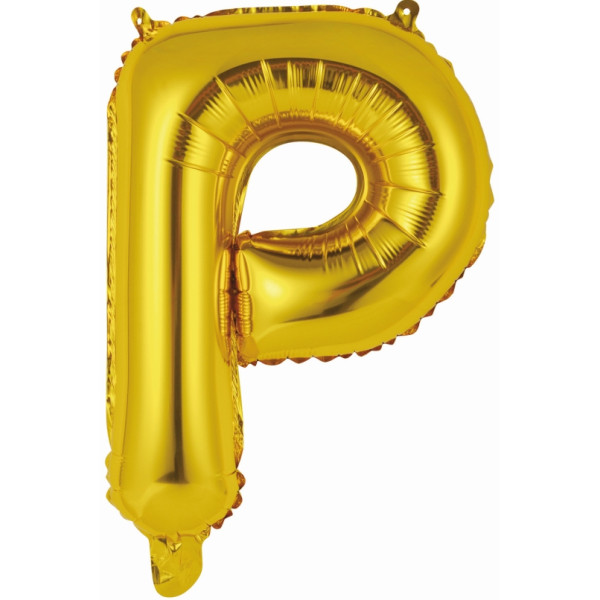 Globo Foil de Letra P de 45 Centímetros de color Oro