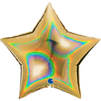 Globo de Estrella de 91 Centímetros de color Oro Holográfico