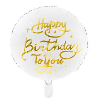 Globo Foil de Happy Birthday To You de 35 Centímetros de color Blanco