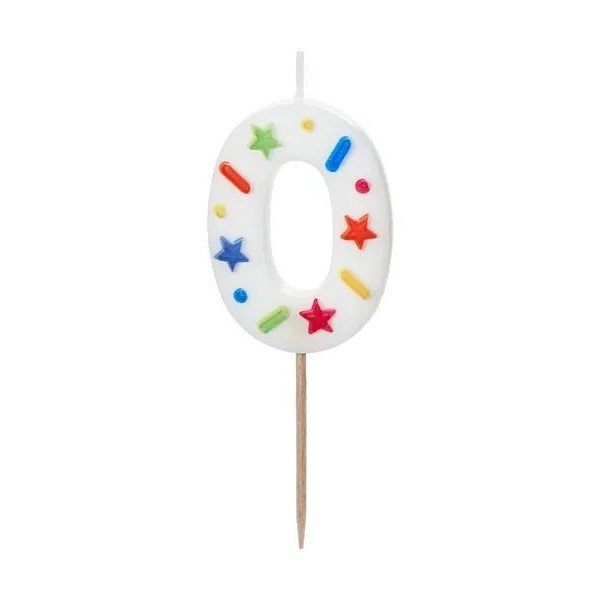 Vela de Cumpleaños Número 0 de 5,5 Centímetros de color Blanco