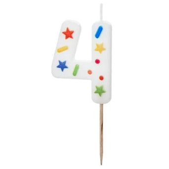 Vela de Cumpleaños Número 4 de 5,5 Centímetros de color Blanco