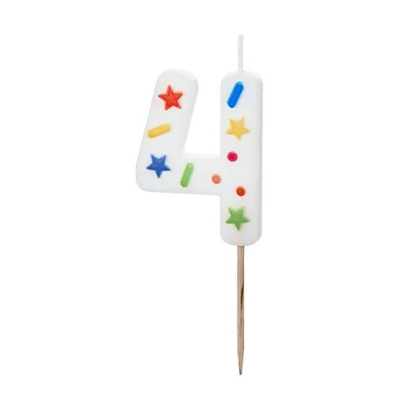 Vela de Cumpleaños Número 4 de 5,5 Centímetros de color Blanco