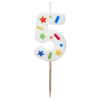 Vela de Cumpleaños Número 5 de 5,5 Centímetros de color Blanco